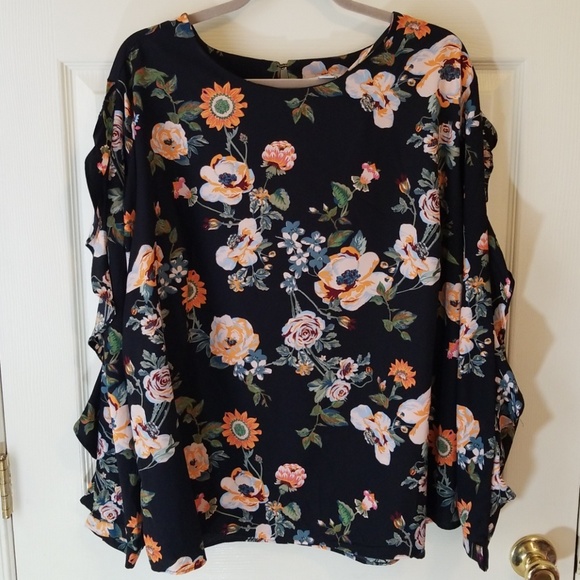 AVA & VIV RUFFLED FLORAL TOP♡ SZ 3X! NWOT - Picture 5 of 8